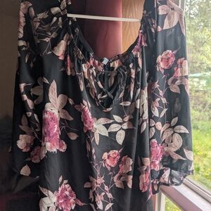 Charlotte Russe Black Floral Blouse